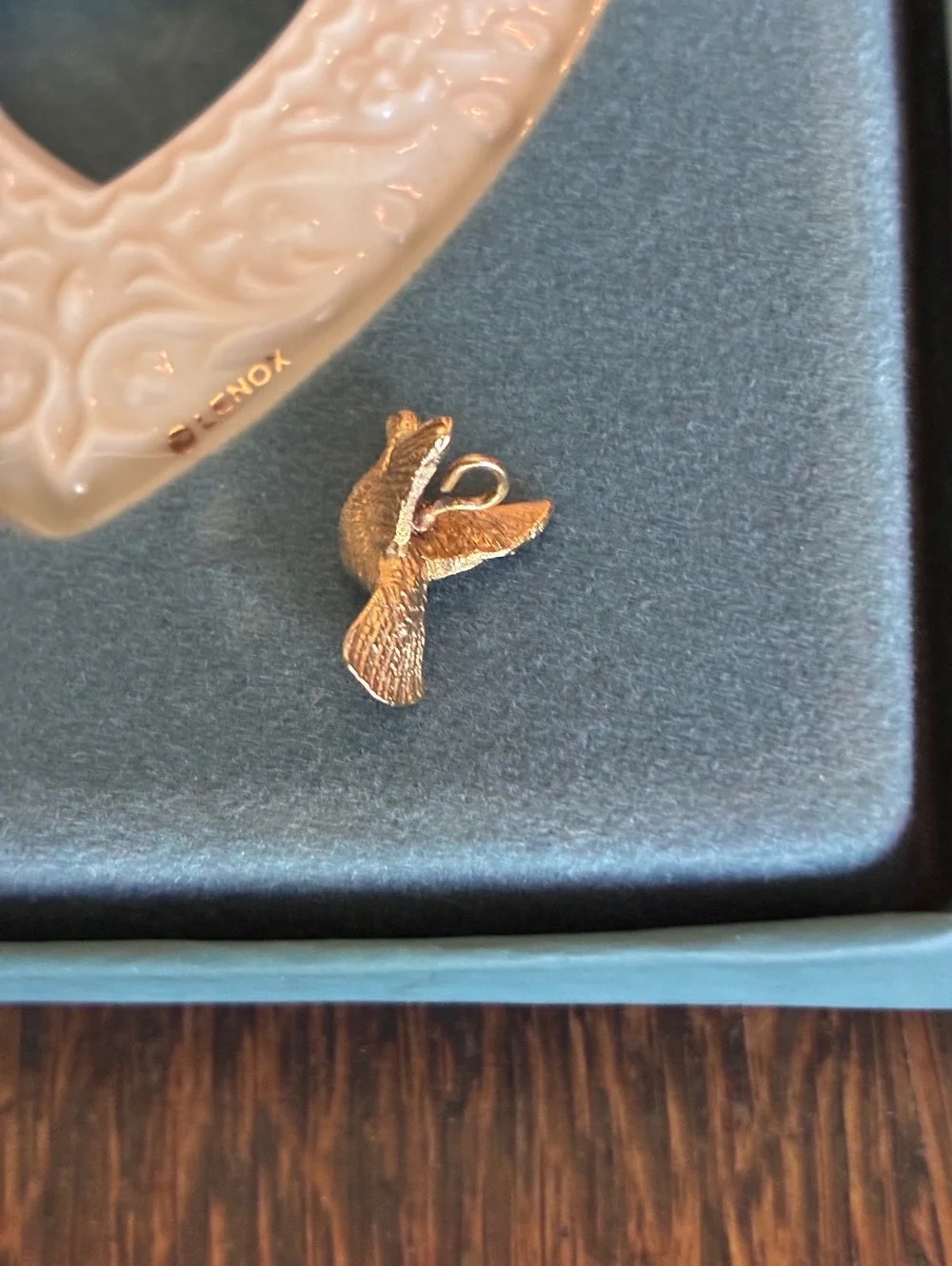 Lenox Laurels Heart-Shaped Porcelain Ornament with Gold Dove Accent